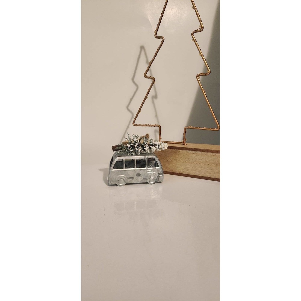 Vw Volkswagen bus with Christmas tree w snow ornament holiday gift decor…